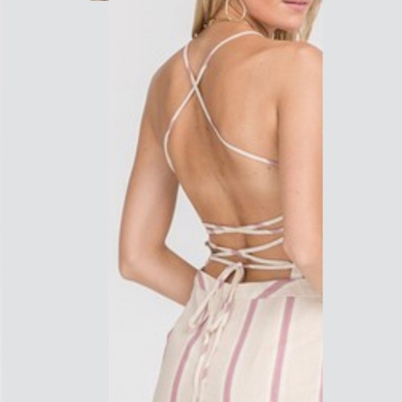 BACKLESS STRIPE LINEN DRESS - Picture 3 of 8